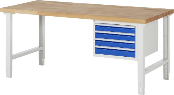 RAU Werkbank höhenverstellbar 7133A1, B2000xT900xH790-1140mm, 4xSchublade-TA, 03-7133A1-209B4H.11