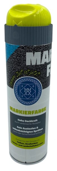 Profibau Markierfarbe 20717 Neon-Gelb, 500 ml Sprühdose, für Erdoberflächen