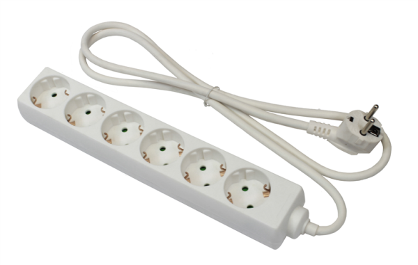 Profibau Steckdosenleiste 6-fach 25197 Weiß, 1,4 m Kabel, H05VV-F 3G1,5