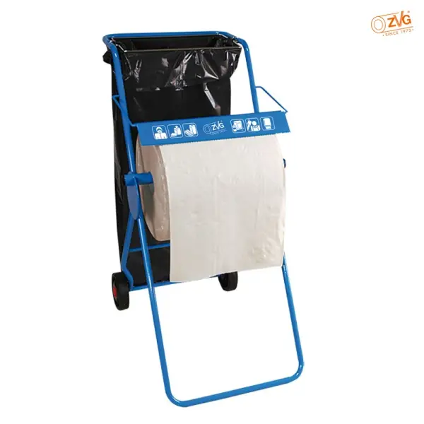 ZVG Bodenständer für Putztuchrolle 25380 mit Abfallsackhalterung für 120 l Säcke, 106 x 48 x 55 cm
