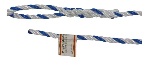 MMXX Gerüststricke, Polypropylen, Farbe: weiß/blau Länge: 2.50 m  Durchmesser 8 mm mit Öse und Spitze