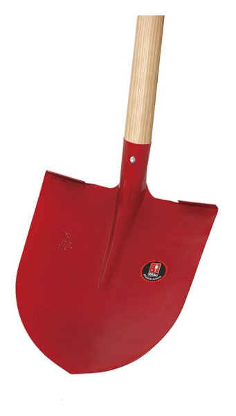 IDEAL Ruhr-Brillant Frankfurter Schaufel 55068 Größe 5 mit Stiel, Aufbug, rot pulverbeschichtet, gehärteter Trittschutz