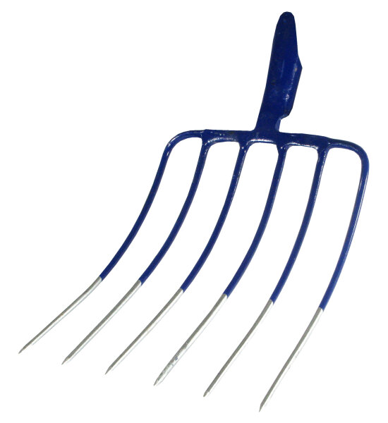Profibau Silogabel 55117 blau lackiert, mit Federdülle, 6 Zinken, 345 x 300 mm