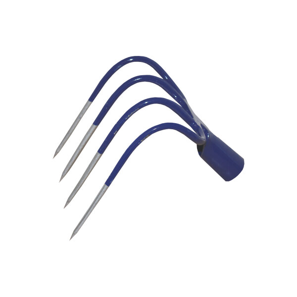 Profibau Steinkratzer 55130 mit Dülle, ohne Stiel, blau/silber lackiert, 4 Zinken, 200x210 mm