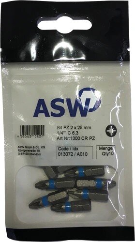 Profibau Bits 55267 PZ 1, 10 Stück, 1/4 Zoll C 6,3, 25 mm