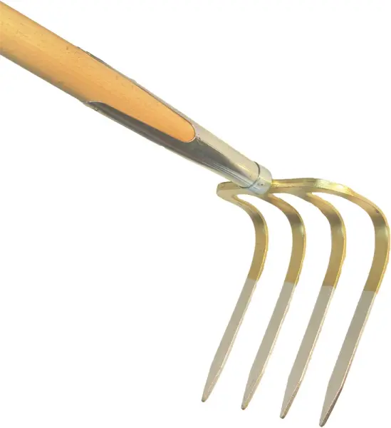 Kartoffelhacke mit Stiel, giebelförmige Zinken gold lackiert - PROFIBAU