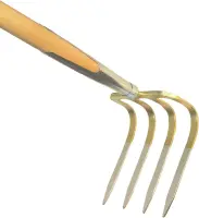 Kartoffelhacke mit Stiel, giebelförmige Zinken gold...