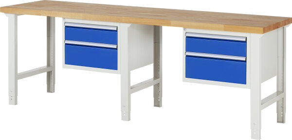 RAU Werkbank höhenverstellbar 7123A1, B2500xT700xH790-1140mm, 2xSchublade-VA, 13-7123A1-257B4H.11