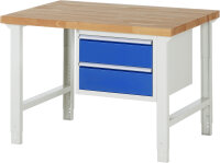 RAU Werkbank höhenverstellbar 7125A1, B1250xT900xH790-1140mm, 2xSchublade-VA, 13-7125A1-129B4H.11