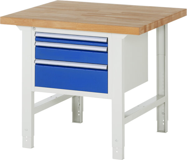 RAU Werkbank höhenverstellbar 7126A1, B1000xT900xH790-1140mm, 3xSchublade-VA, 13-7126A1-109B4H.11
