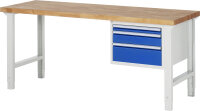 RAU Werkbank höhenverstellbar 7126A1, B2000xT700xH790-1140mm, 3xSchublade-VA, 13-7126A1-207B4H.11