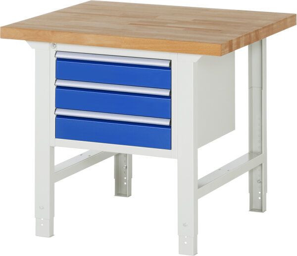 RAU Werkbank höhenverstellbar 7127A1, B1000xT900xH790-1140mm, 3xSchublade-VA, 13-7127A1-109B4H.11