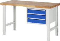 RAU Werkbank höhenverstellbar 7127A1, B1500xT700xH790-1140mm, 3xSchublade-VA, 13-7127A1-157B4H.11