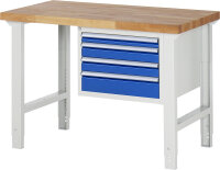 RAU Werkbank höhenverstellbar 7132A1, B1250xT700xH790-1140mm, 4xSchublade-VA, 13-7132A1-127B4H.11