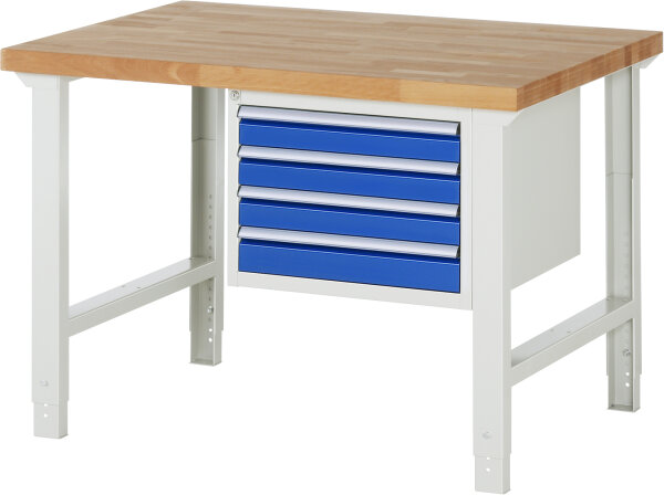 RAU Werkbank höhenverstellbar 7133A1, B1250xT900xH790-1140mm, 4xSchublade-VA, 13-7133A1-129B4H.11