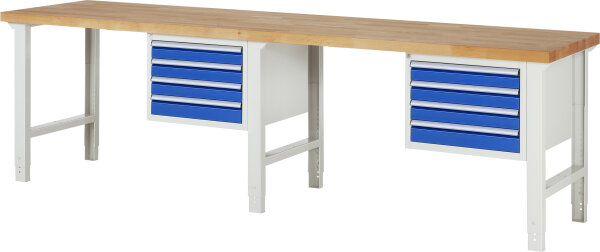 RAU Werkbank höhenverstellbar 7133A1, B3000xT700xH790-1140mm, 8xSchublade-VA, 13-7133A1-307B4H.11