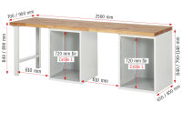 RAU Werkbank 7502A8, B2500xT900xH890mm, 1xSchublade-VA, 1xTür, 13-7502A8-259B4M.11