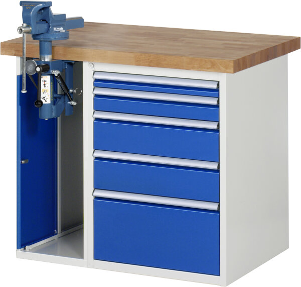 RAU Werkbank 7511A2, B1000xT700xH840mm, 5xSchublade-VA, 1xSSKL, 13-7511A2-107B4S.11