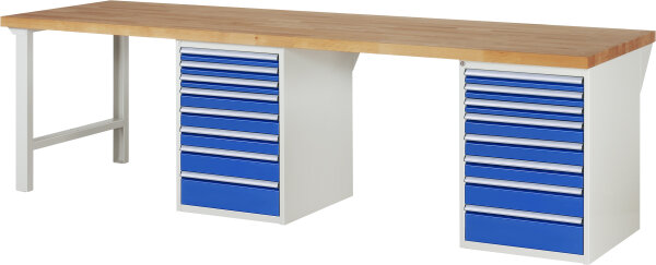 RAU Werkbank 7519A8, B3000xT900xH840mm, 16xSchublade-VA, 13-7519A8-309B4S.11