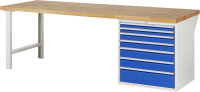 RAU Werkbank 7617A1, B2500xT900xH840mm, 7xSchublade-VA,...