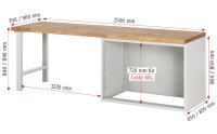 RAU Werkbank 7708A1, B2500xT900xH890mm, 3xSchublade-VA, 13-7708A1-259B4M.11
