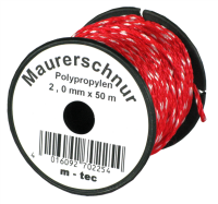 MMXX Lot-Maurerschnur 50 m Rolle, 2 mm, rot/weiß,...