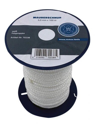 Profibau Lot-Maurerschnur 70238 Polypropylen weiß, 3 mm, 100 m Rolle, UV-stabilisiert, verrottungsbeständig