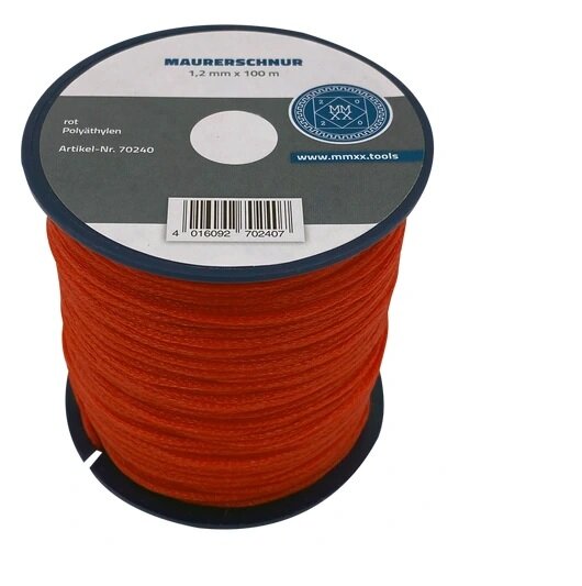 Lot-Maurerschnur 70240 Polyäthylen rot, 1,2 mm, 100 m Rolle, geflochten, UV-stabilisiert