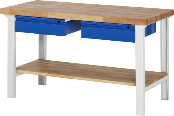 RAU Werkbank 7002I7, B1500xT700xH840mm, Ablageboden Buche, 2xSchublade-TA, 03-7002I7-157R4S.11