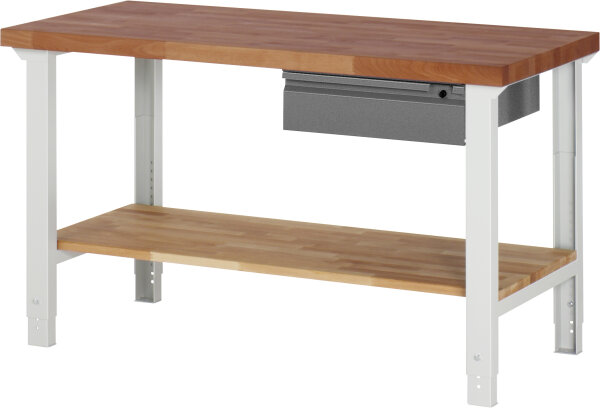 RAU Werkbank höhenverstellbar 7001I7, B1500xT700xH790-1140mm, 1xSchublade-TA, 03-7001I7-157BR4H-Z.942