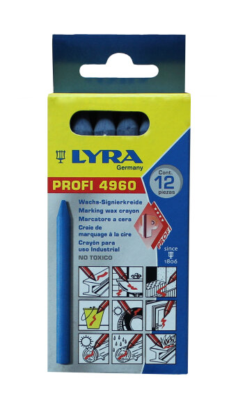 LYRA Ölsignierkreide 70312 blau rund, 12er Pack, 8,5 x 100 mm, bruchfest