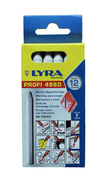 LYRA Ölsignierkreide, rund, 8,5 x 100 mm, weiß 12er Pack