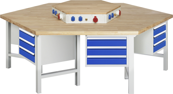 RAU Gruppenwerkbank 427-EA, B2700xT2340xH850mm, 6x3Schubladen-VA, 13-427-135B5S-EA1.11