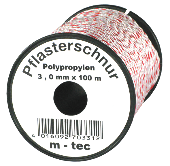 MMXX Pflasterschnur 100m Rolle 30 mm 100m weiß/rot Polypropylen UV-stabilisiert