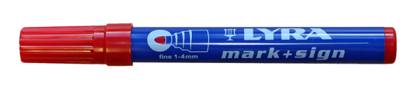 LYRA Permanent-Marker 70372 rot, Strichbreite 1-4 mm, für glatte und poröse Oberflächen