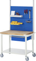 RAU Fahrbare Werkbank 8001, B750xT700xH880-1080mm, Ablageboden-MT, 1xSchublade-TA, 05-8001A6-077B4H.11
