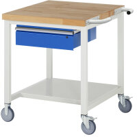 RAU Fahrbare Werkbank 8001, B750xT900xH880-1080mm, Ablageboden-MT, 1xSchublade-TA, 05-8001A6-079B4H.11