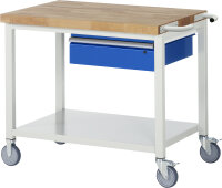 RAU Fahrbare Werkbank 8001, B1000xT700xH880-1080mm, Ablageboden-MT, 1xSchublade-TA, 05-8001A6-107B4H.11