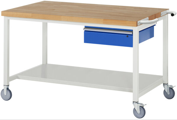 RAU Fahrbare Werkbank 8001, B1500xT900xH880-1080mm, Ablageboden-MT, 1xSchublade-TA, 05-8001A6-159B4H.11