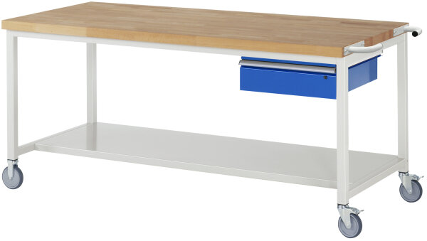 RAU Fahrbare Werkbank 8001, B2000xT900xH880-1080mm, Ablageboden-MT, 1xSchublade-TA, 05-8001A6-209B4H.11