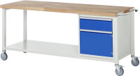 RAU Fahrbare Werkbank 8152, B2000xT700xH880-1080mm, 1xSchublade-TA, 1xTür, 05-8152A6-207B4H.11