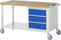 RAU Fahrbare Werkbank 8157, B1500xT700xH880-1080mm, 3xSchublade-TA, 05-8157A6-157B4H.11