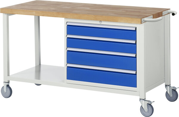 RAU Fahrbare Werkbank 8262, B1500xT700xH880mm, 4xSchublade-TA, 05-8262A6-157B4S.11