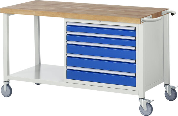 RAU Fahrbare Werkbank 8271, B1500xT700xH880mm, 5xSchublade-TA, 05-8271A6-157B4S.11