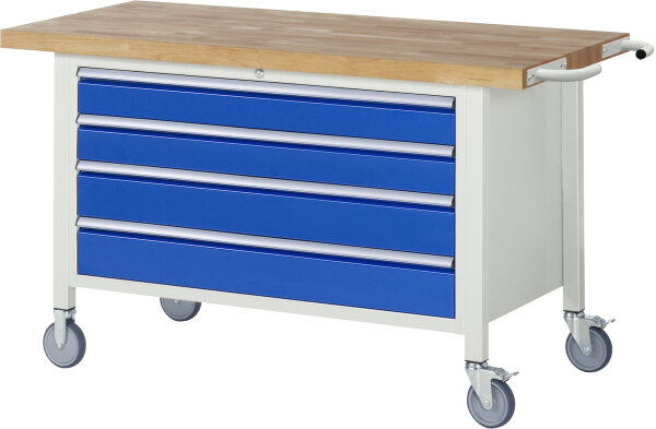 RAU Fahrbare Werkbank 8362, B1500xT700xH880-1080mm, 4xSchublade-TA, 05-8362A2-157B4H.11