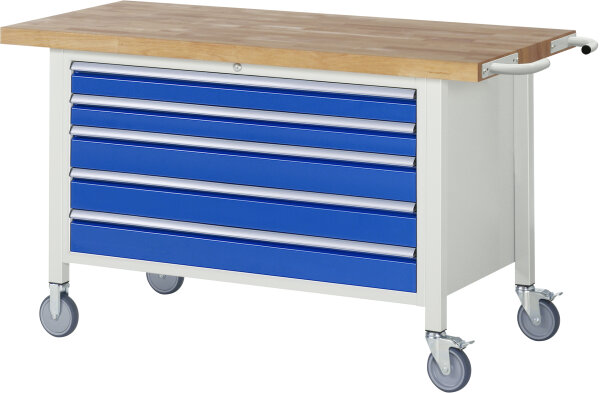 RAU Fahrbare Werkbank 8371, B1500xT700xH880-1080mm, 5xSchublade-TA, 05-8371A2-157B4H.11