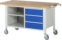 RAU Fahrbare Werkbank 8462, B1500xT700xH880-1080mm, 3xSchublade-TA, 05-8462A2-157B4H.11