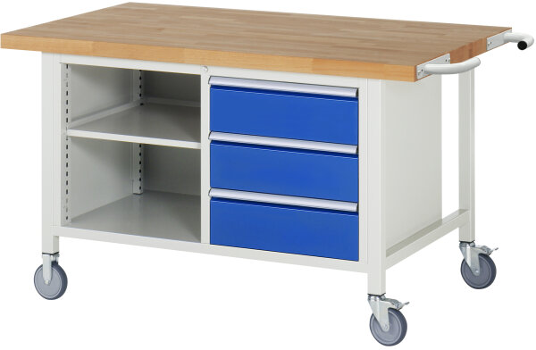 RAU Fahrbare Werkbank 8462, B1500xT900xH880-1080mm, 3xSchublade-TA, 05-8462A2-159B4H.11