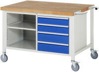 RAU Fahrbare Werkbank 8463, B1250xT900xH880mm, 4xSchublade-TA, 05-8463A2-129B4S.11