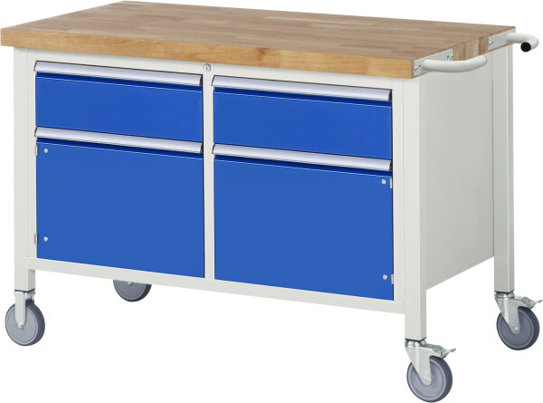 RAU Fahrbare Werkbank 8466, B1250xT700xH880mm, 2xSchublade-TA, 2xTüren, 05-8466A2-127B4S.11